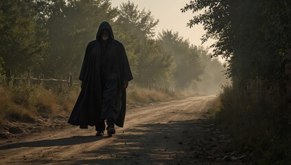 Rugged Giant Looming Over Dusty Lane with Powerful Presence


