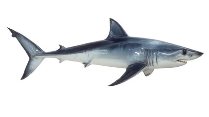 Obraz premium Detailed Shortfin Mako Shark Close-Up on White Transparent Background