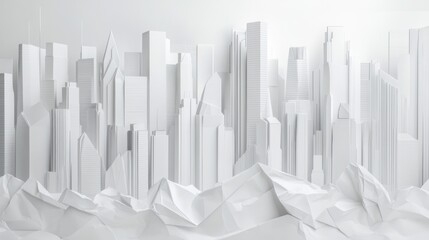 Monochrome cityscape model minimalist white architectural design