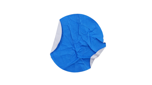 Blank blue round paper sticker label isolated on transparent background