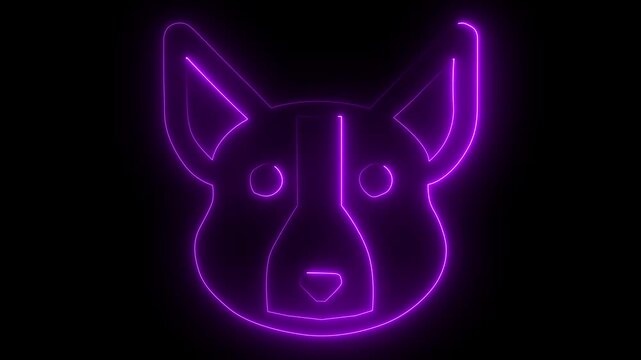 Cute dog icon With happy corgi cartoon style on black background.