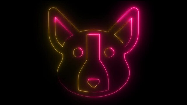 Cute dog icon With happy corgi cartoon  on black background.