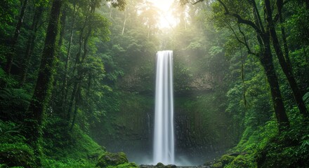 Lush forest waterfall