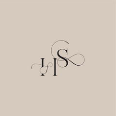 beautiful initial wedding serif monogram logo letter line and bold mix concept HS