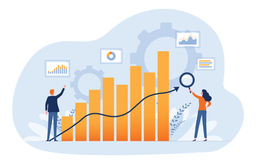 business people analytics research and monitoring on business graph concept and business finance investment success concept
