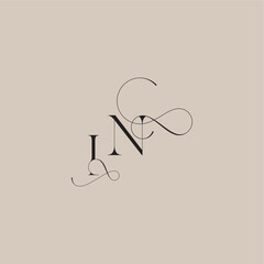 beautiful initial wedding serif monogram logo letter line and bold mix concept IN