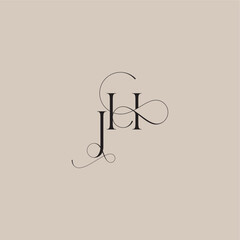 beautiful initial wedding serif monogram logo letter line and bold mix concept JH
