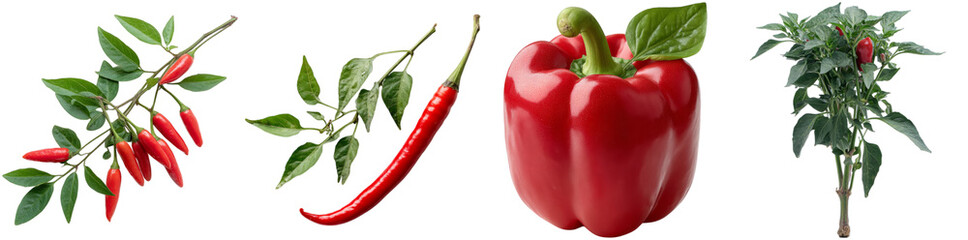 Features a collection of red peppers, showcasing different types and arrangements, perfect for culinary inspiration or design applications