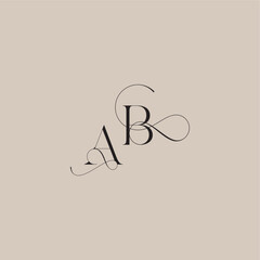 wedding serif monogram logo line and bold mix concept AB beautiful initial letter