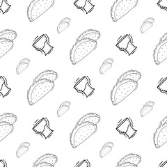 food pattern. fast food seamless pattern. doodle food and beverage seamless pattern. food background