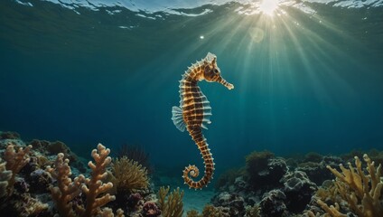 A seahorse glides elegantly through the Atlantic waters.

