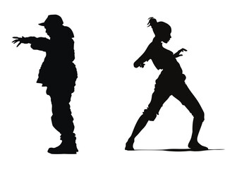 Obraz premium Dynamic Dance Silhouettes Man Woman Hip Hop Poses