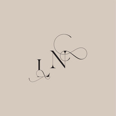wedding serif monogram logo line and bold mix concept LN beautiful initial letter