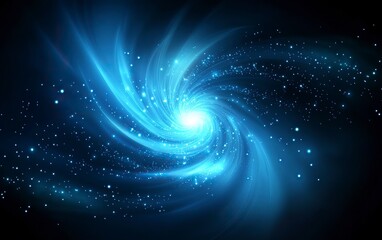 Fototapeta premium Abstract blue glowing digital background with futuristic particles and vortex, cyberpunk concept design. Glowing dots in the center of a spiral tunnel, data flow visualization. Vector illustration for