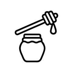 Honey Jar with Dipper Spoon Icon Design