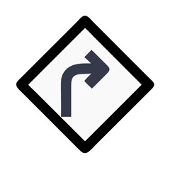 Left Curve Road Sign Icon Design