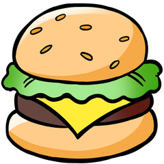 hamburger on white background