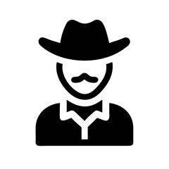 Male Cowboy Character Avatar Icon Design