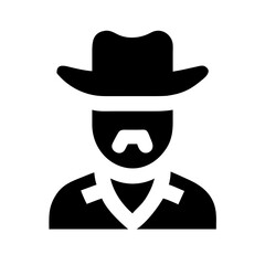 Male Cowboy Avatar Icon Design

