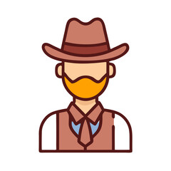 Male Cowboy Avatar Icon Design

