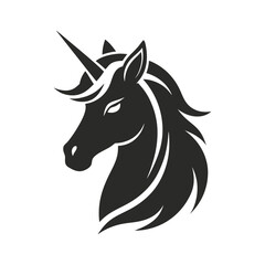 Unicorn head icon sign of silhouette vector illustration
