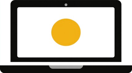Minimalist Laptop Display with Yellow Circle Icon