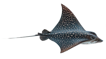 Realistic Spotted Eagle Ray Isolated on White Transparent Background