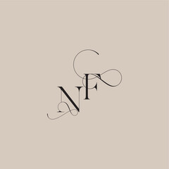 wedding serif monogram logo line and bold mix concept NF beautiful initial letter