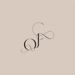wedding serif monogram logo line and bold mix concept OJ beautiful initial letter