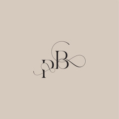 wedding serif monogram logo line and bold mix concept PB beautiful initial letter