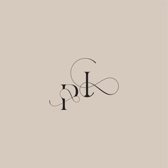 wedding serif monogram logo line and bold mix concept PI beautiful initial letter