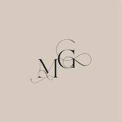 wedding serif monogram logo line and bold mix concept MG beautiful initial letter