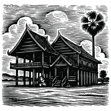 logo vector of traditional bugis atakkae sengkang house south sulawesi