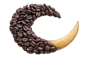 Coffee beans arranged in a crescent moon shape (2)