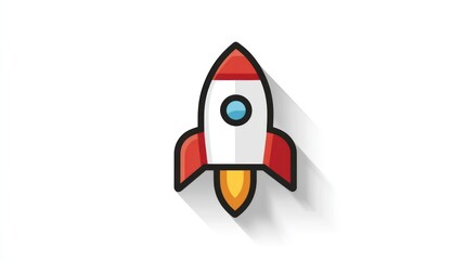 Rocket Launch Icon Startup Symbol Space Exploration Flat Design Vector Illustration Busine
