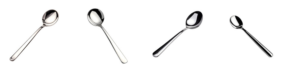 Obraz premium Reflective metal spoons arranged in a minimalist design