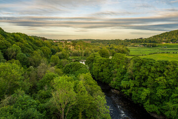 View from the Pontcysyllte Aqueduct in Trevor, Wales, UK