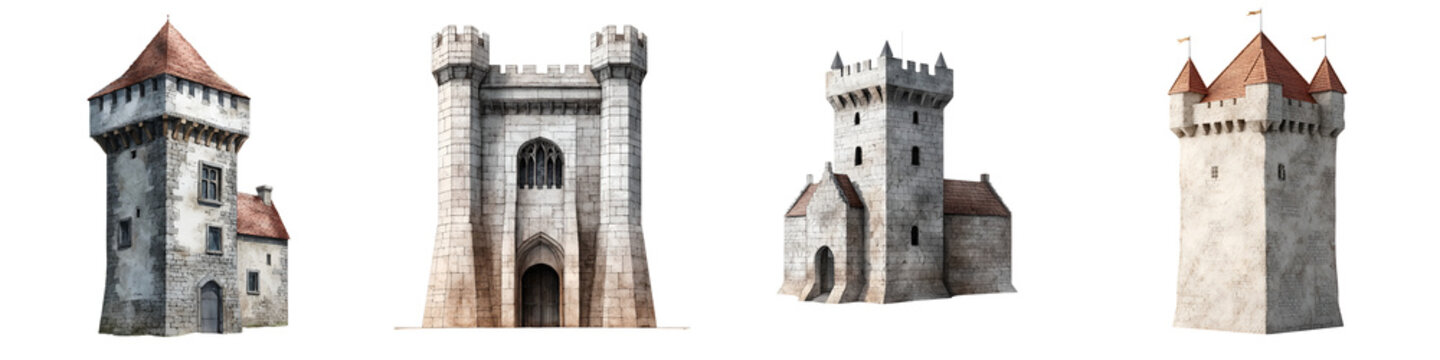 Collection of medieval castle architecture and landmarks