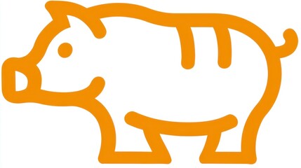 Obraz premium Simple Orange Outline of a Pig Minimalist Design for Various Applications