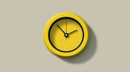 Yellow Round Clock on Wall Time Management Minimalist Design Modern Wall Clock