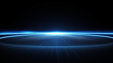 Fototapeta premium Bright Blue Light Ray Spans Across a Dark Background Creating a Stunning Visual Effect in a Digital Art Setting
