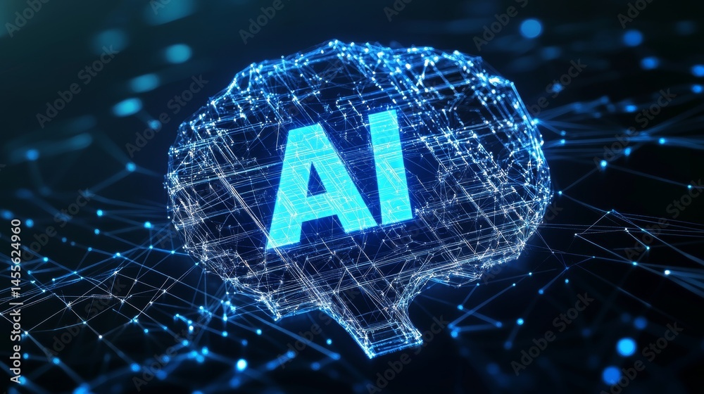 Poster exploring the impact of artificial intelligence on technology and society in a digital conception re