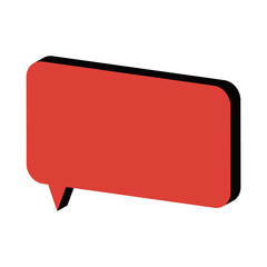 角丸吹き出し　アイソメトリック　赤