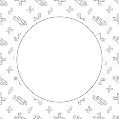 Naklejka premium Food frame. doodle fast food circle frame. hand drawn food and beverage frame background. food background