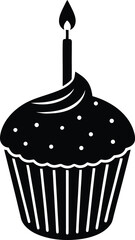 cupcake with candle on white background 