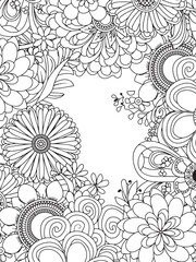 Zentangle Inspired Vertical Frame Hand Drawn Floral