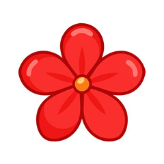 Red Five Petal Blossom Icon Design