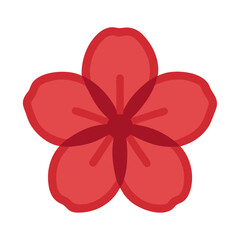 Fototapeta premium Red Five Petal Blossom Icon Design