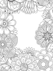 Hand Drawn Floral Zentangle Inspired Vertical Frame