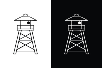 Naklejka premium Lifeguard Tower Symbol. Flat Line Drawing Vector for Graphic Use
